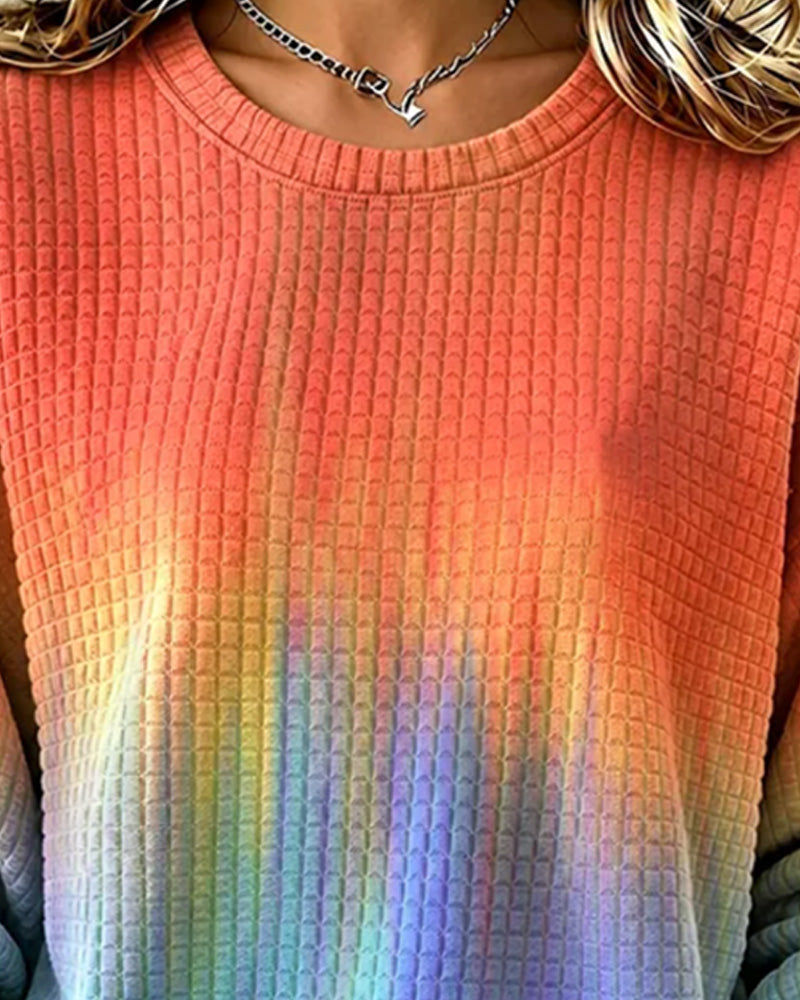 Gradient Tie-Dye Casual Crew Neck Sweatshirt