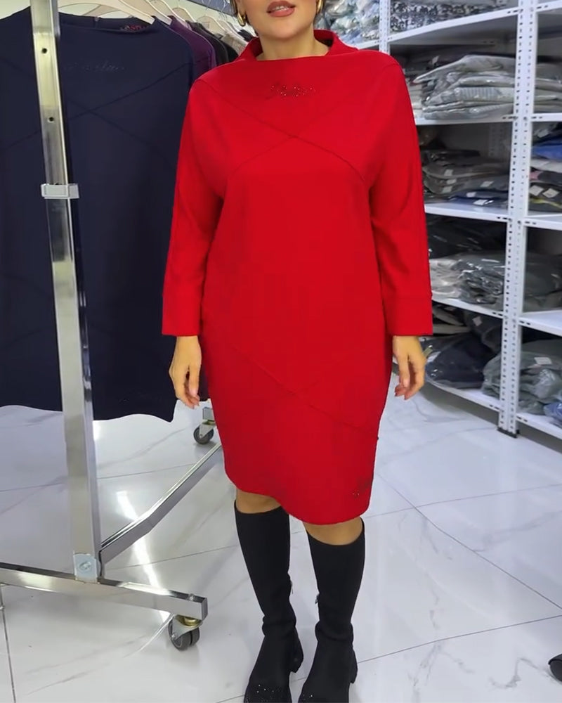 Fashionable Half-High Collar Dress