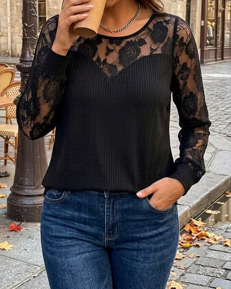 Stylish Crew Neck Long Sleeve Blouse