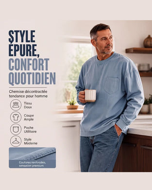 Men's Round Neck Pocket Solid Color T-Shirt