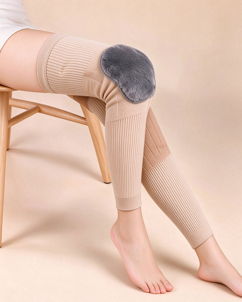 Fleece-Lined Soft-Knit Thermal Knee Warmers