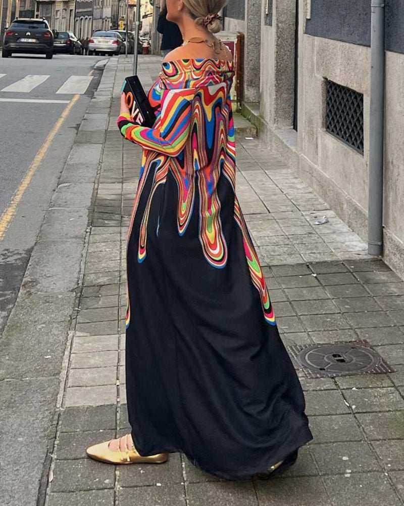 Long sleeve off shoulder elegant maxi dress