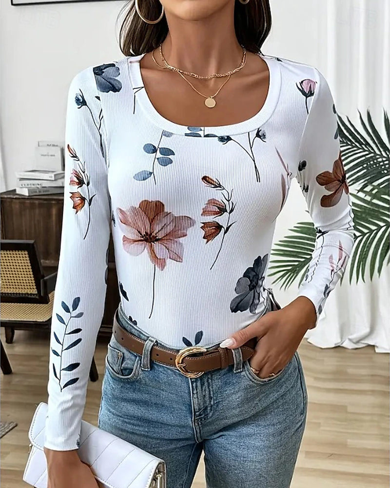Floral Versatile Long-sleeve T-shirt
