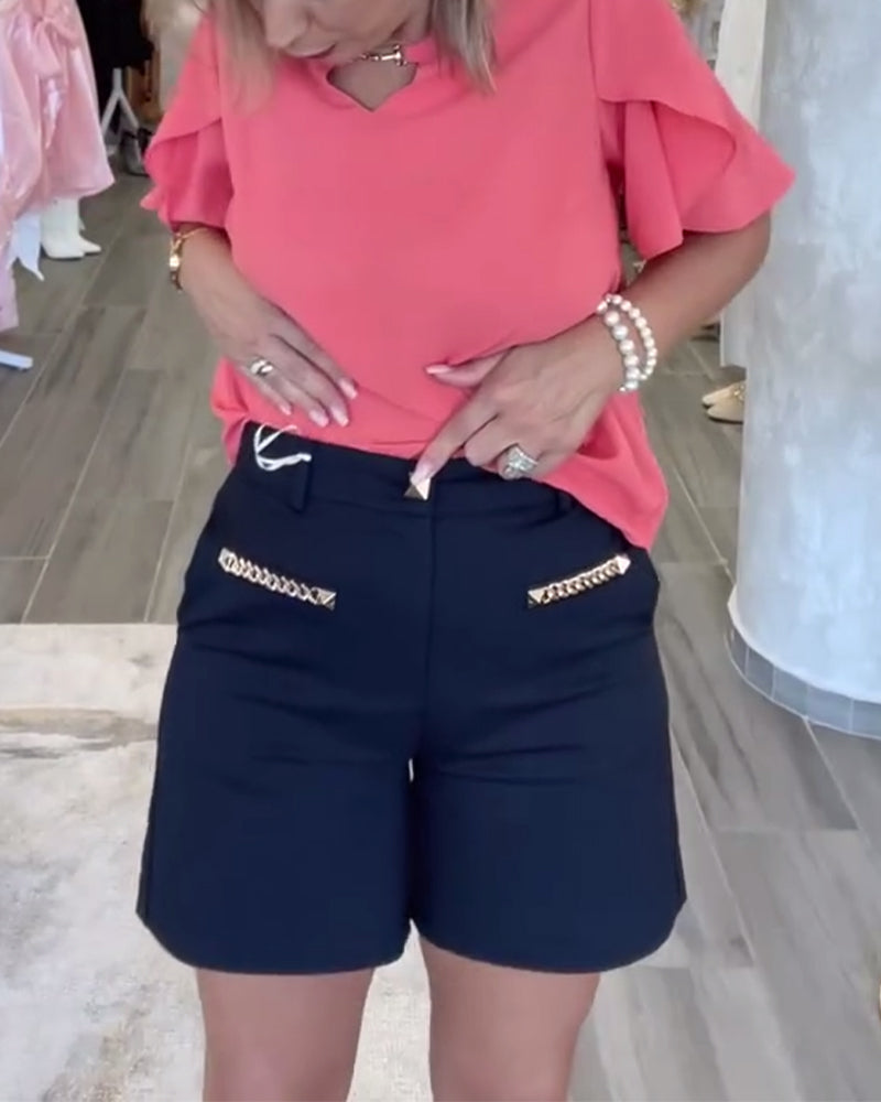 Chain Embellished Casual Shorts