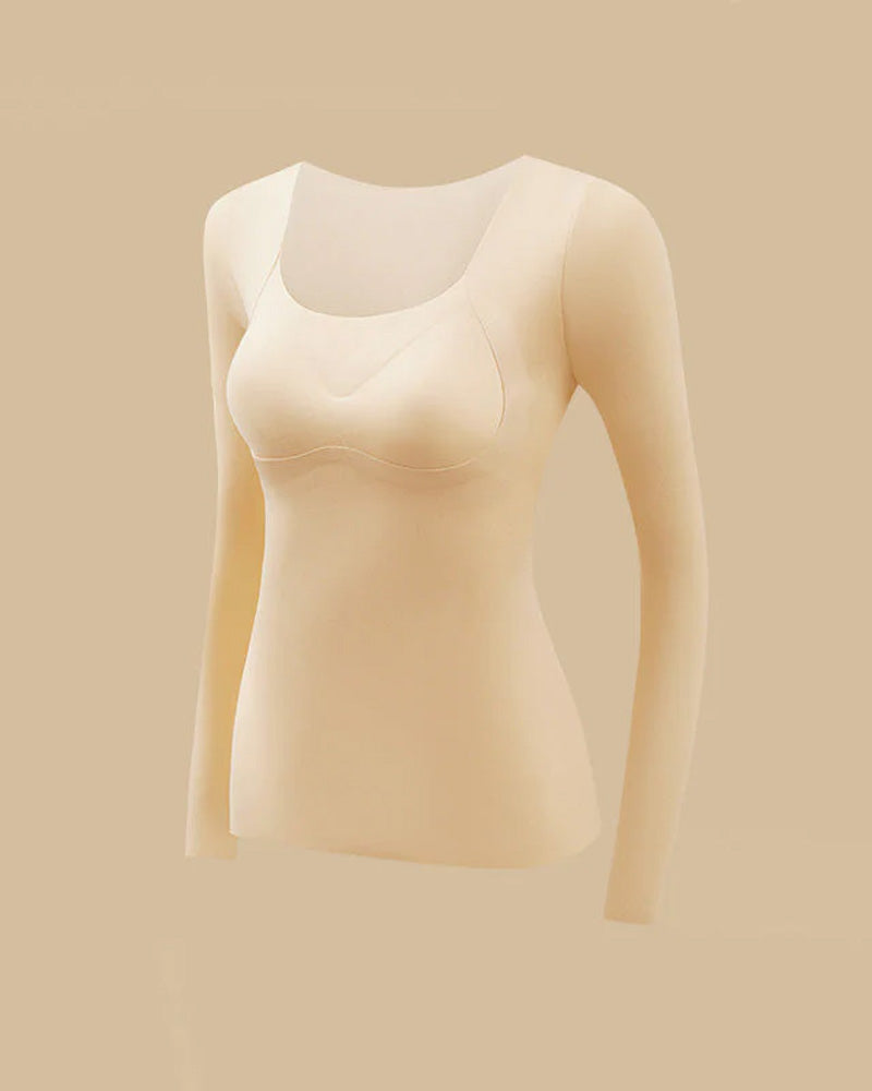 Women's Seamless Thermal Top with Built-in Bra