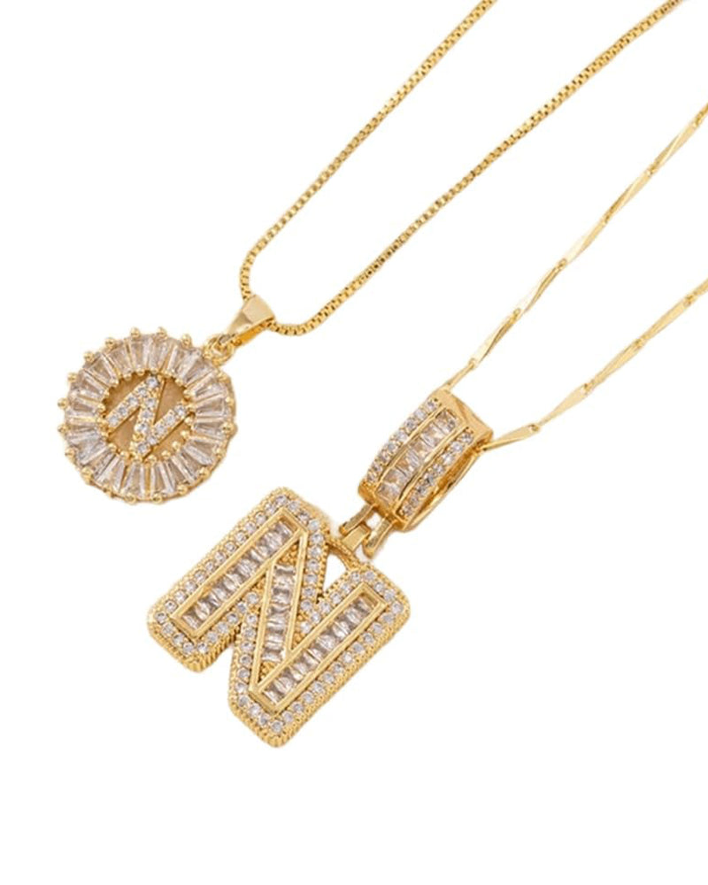Initial Letter Pendant Necklaces -2 Pack