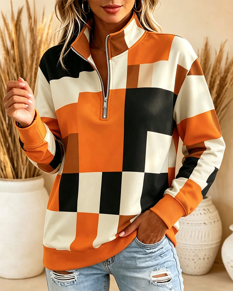 Long Sleeve Stand Collar Sweatshirt