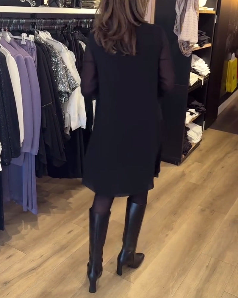 Solid color fashionable long sleeve dress