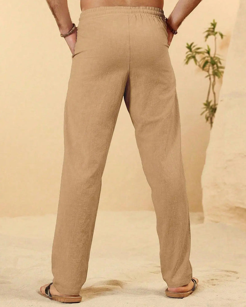 Elastic Waist Drawstring Tapered Pants