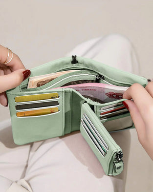 Women's Elegant Minimalist Short Wallet with Wristlet, Casual Versatile Zipper Card Holder Wallet, Trendy Wallet for Daily Use
