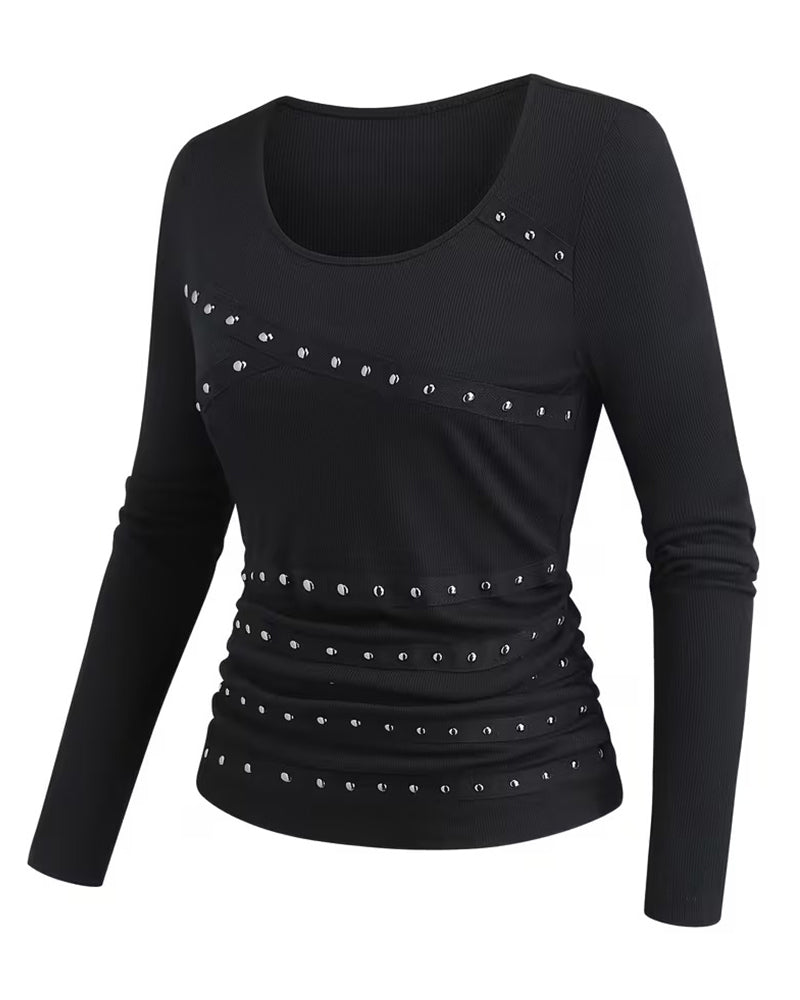 Stylish U-Neck Fitted Blouse