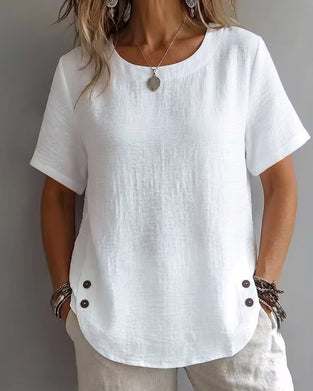 Crew Neck Solid Color Simple T-Shirt 100%Cotton