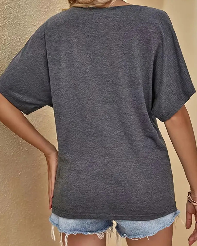 Solid Loose Batwing Sleeve T-Shirt