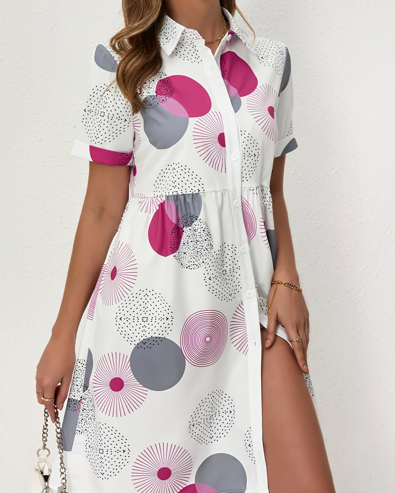 Polka Dot Print Shirt Dress