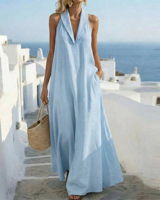 V-Neck Fold Over A-Line Dress