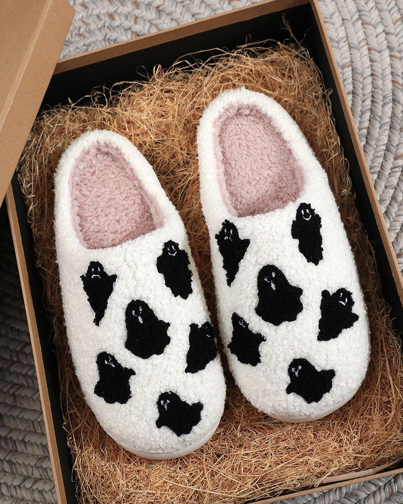 Women's Cute Cartoon Ghost Pattern Plush Slippers