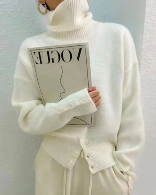 Turtleneck solid color gentle sweater