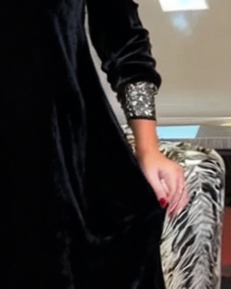 Sexy Off-Shoulder Sparkly V-Neck Dress