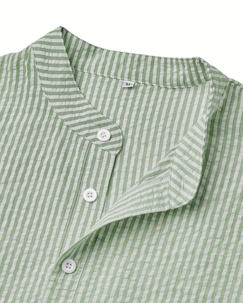 Stand Collar Striped Men's Shirt
