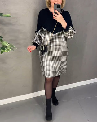 Chic Plaid Color Block Dress