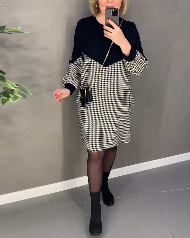Chic Plaid Color Block Dress