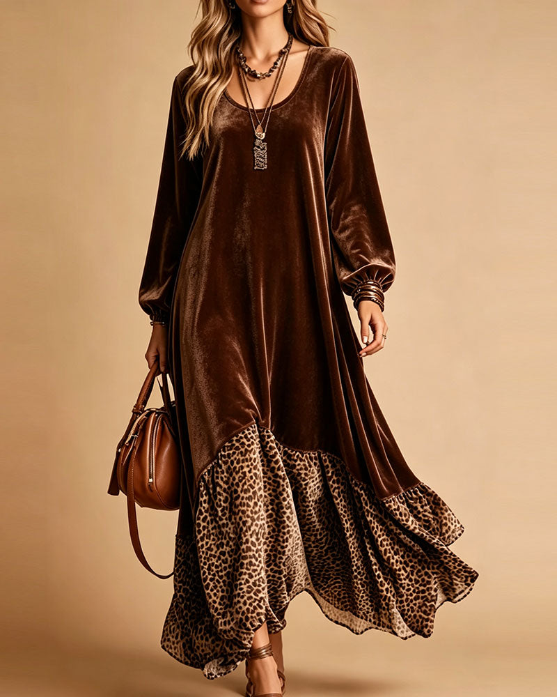 Casual Patchwork Leopard Dress