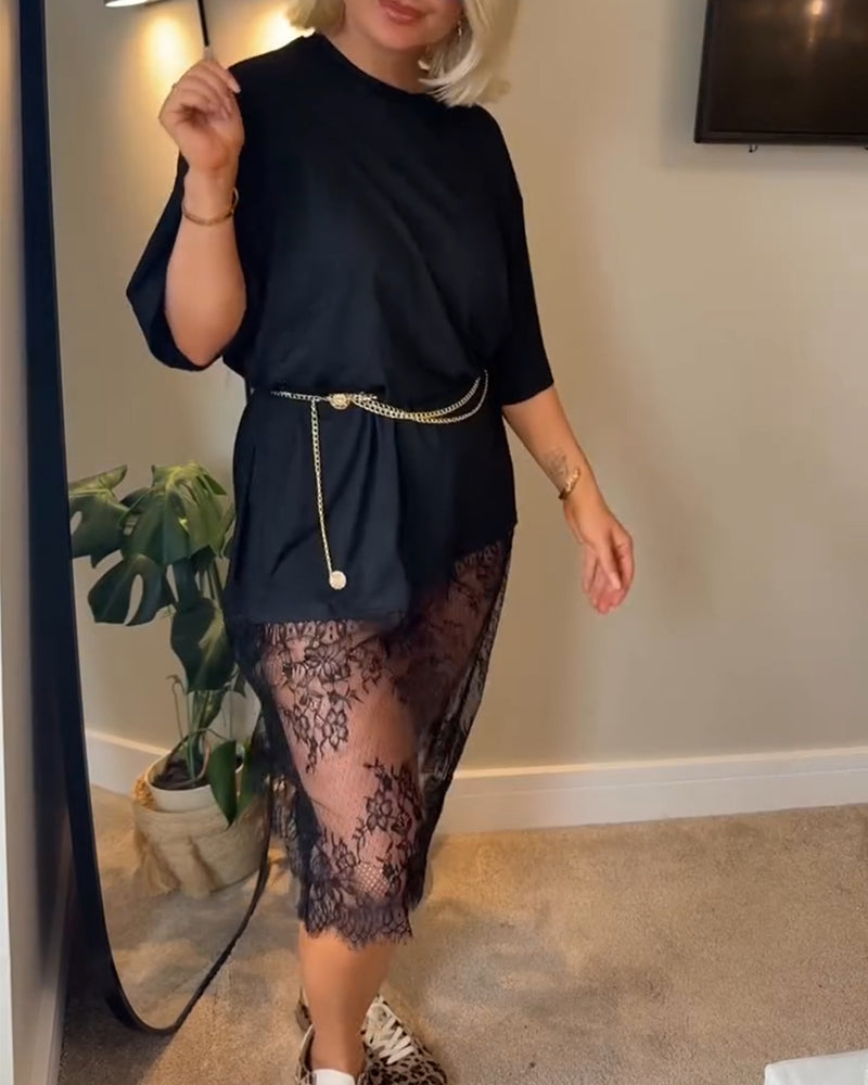 Crew Neck Fashion Casual Dress