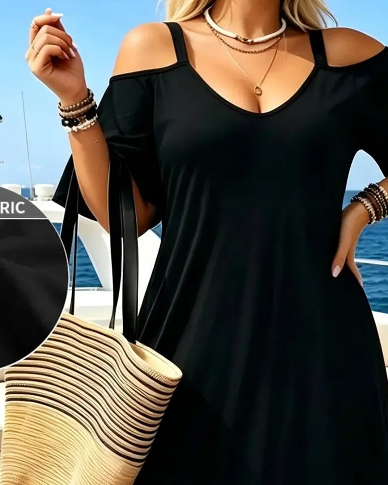 U-Neck Strappy Off-Shoulder Loose Dress