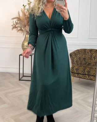 Sexy solid color Long Sleeve Dress