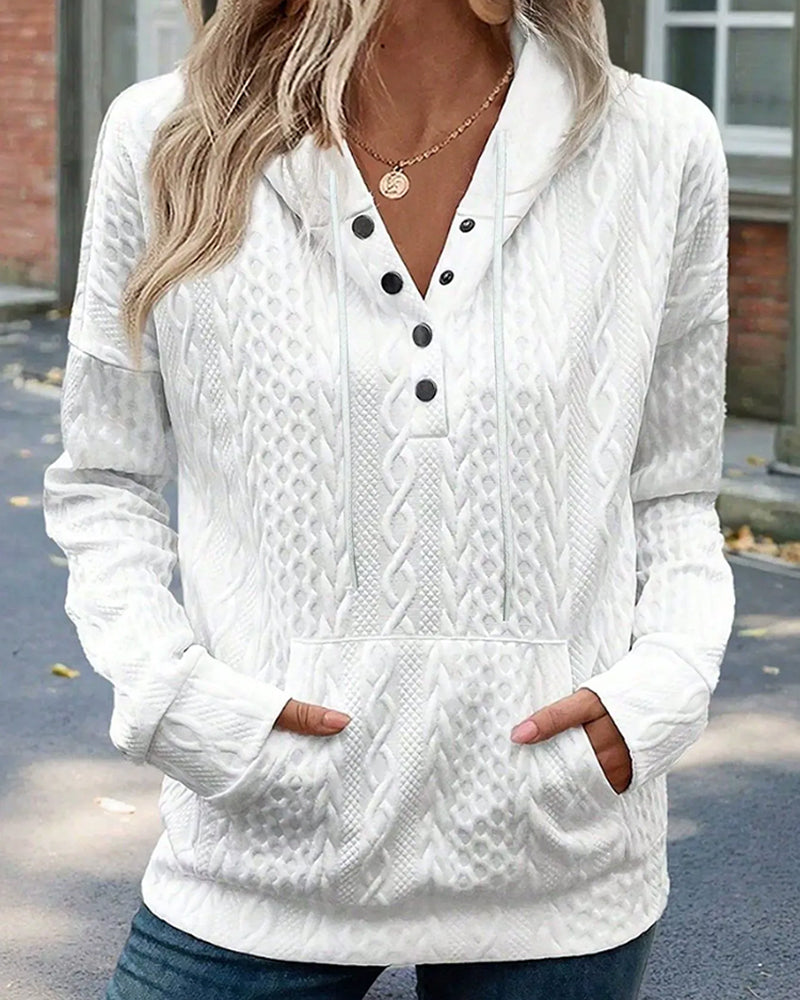 Button Pocket Casual Hoodie