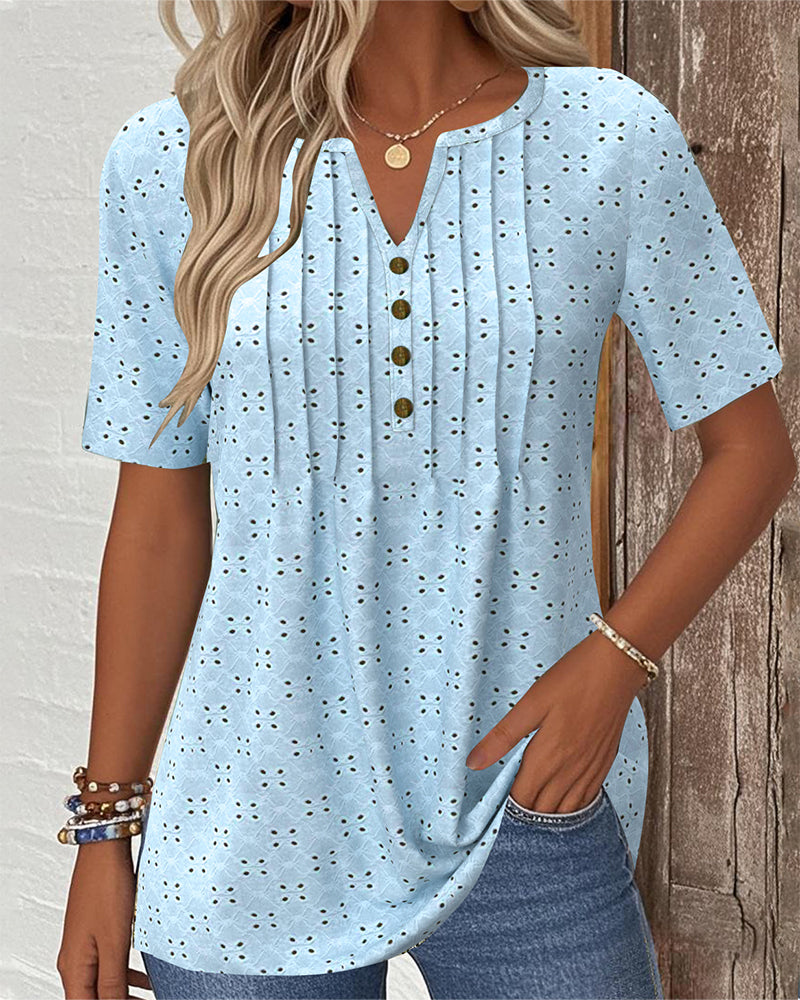 Casual Solid Color Hollow Blouse