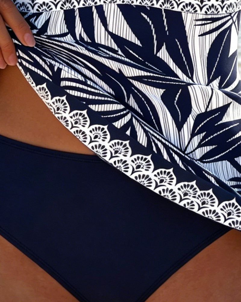 Botanical Print Halter Tankini