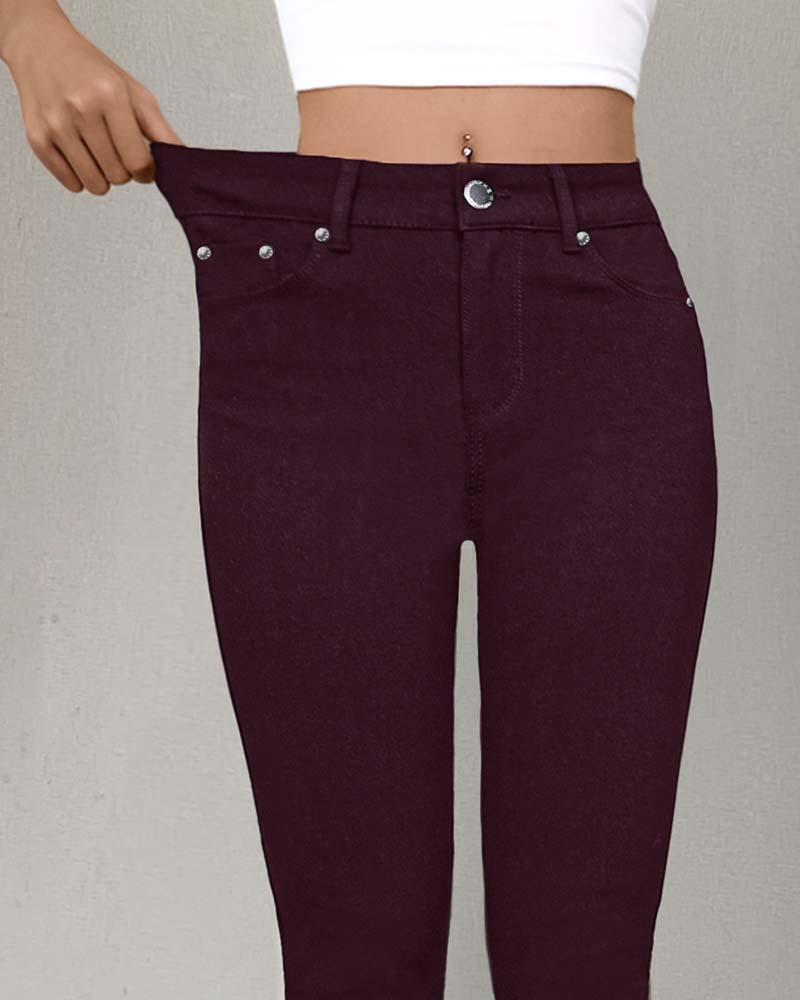Women's Pocket Solid Skinny Casual Pant