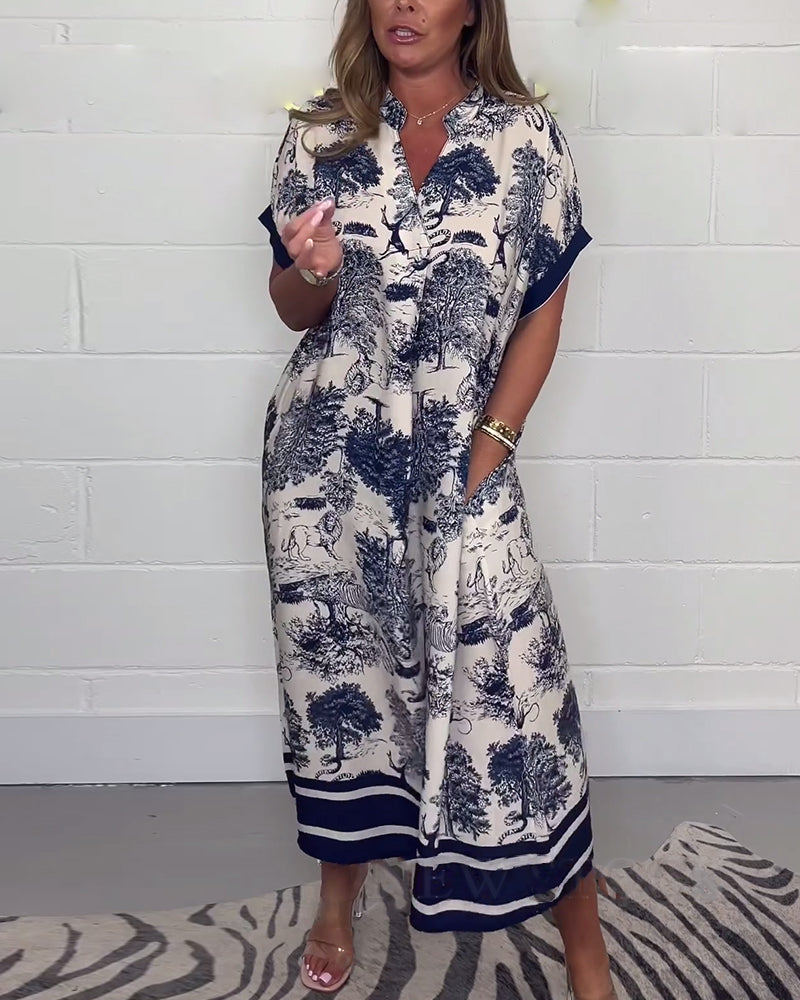 Animal print V-neck pocket dress