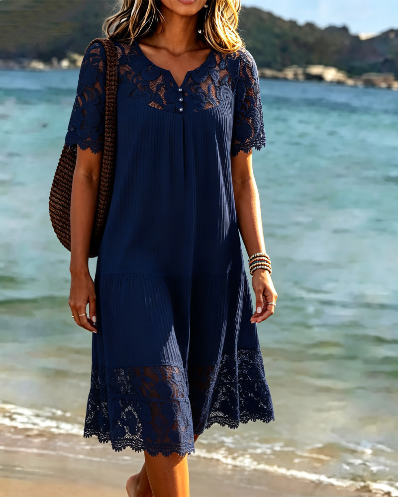 Hollow-Out Patchwork Dress