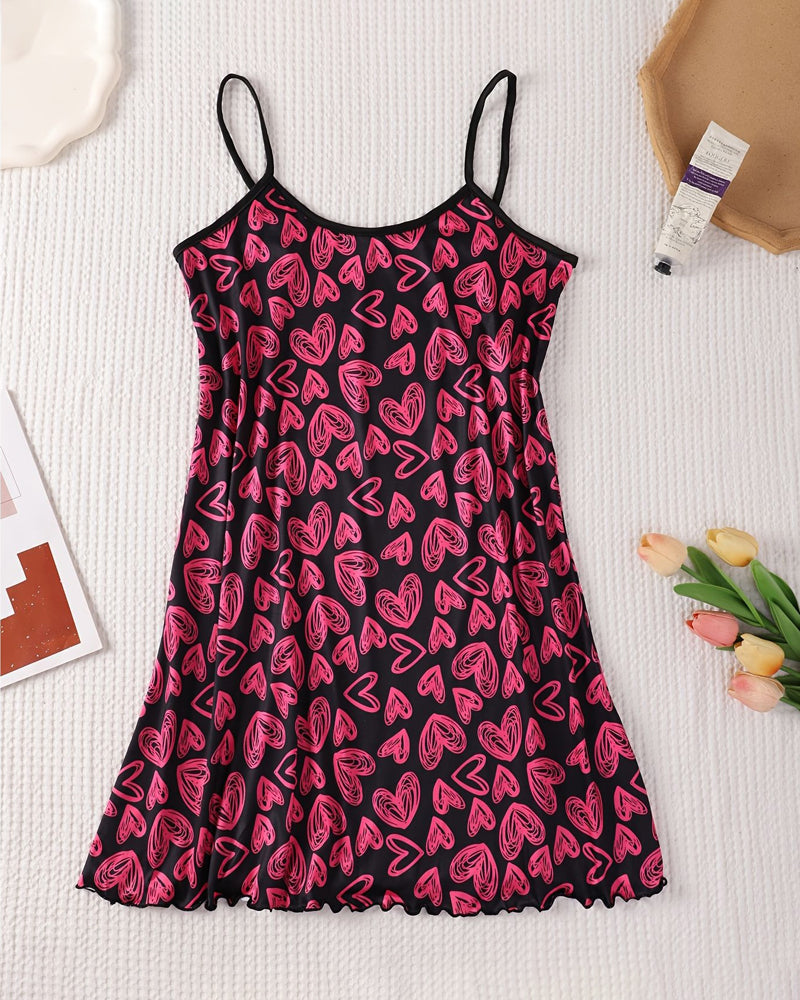 Spaghetti Straps Printed Sleep Dress