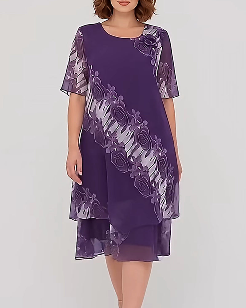 Crew Neck Floral Casual Dress