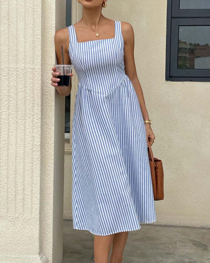 Sleeveless Striped A-Line Dress