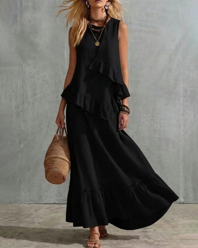 Sleeveless Design Casual Long Dress