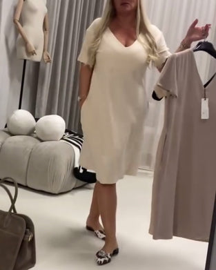 Fashionable And Elegant V-Neck Casual Dress