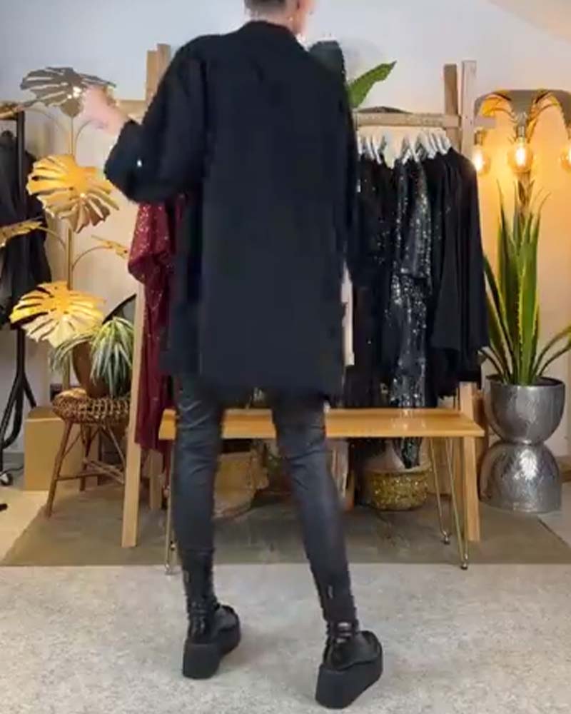 Casual Loose Temperament Pocket Sequin Shirt