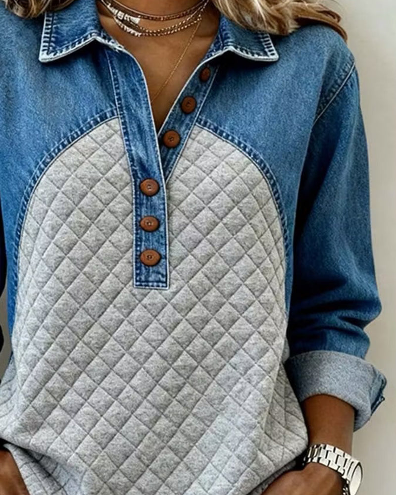 Denim Patchwork Stylish Sweatshirt