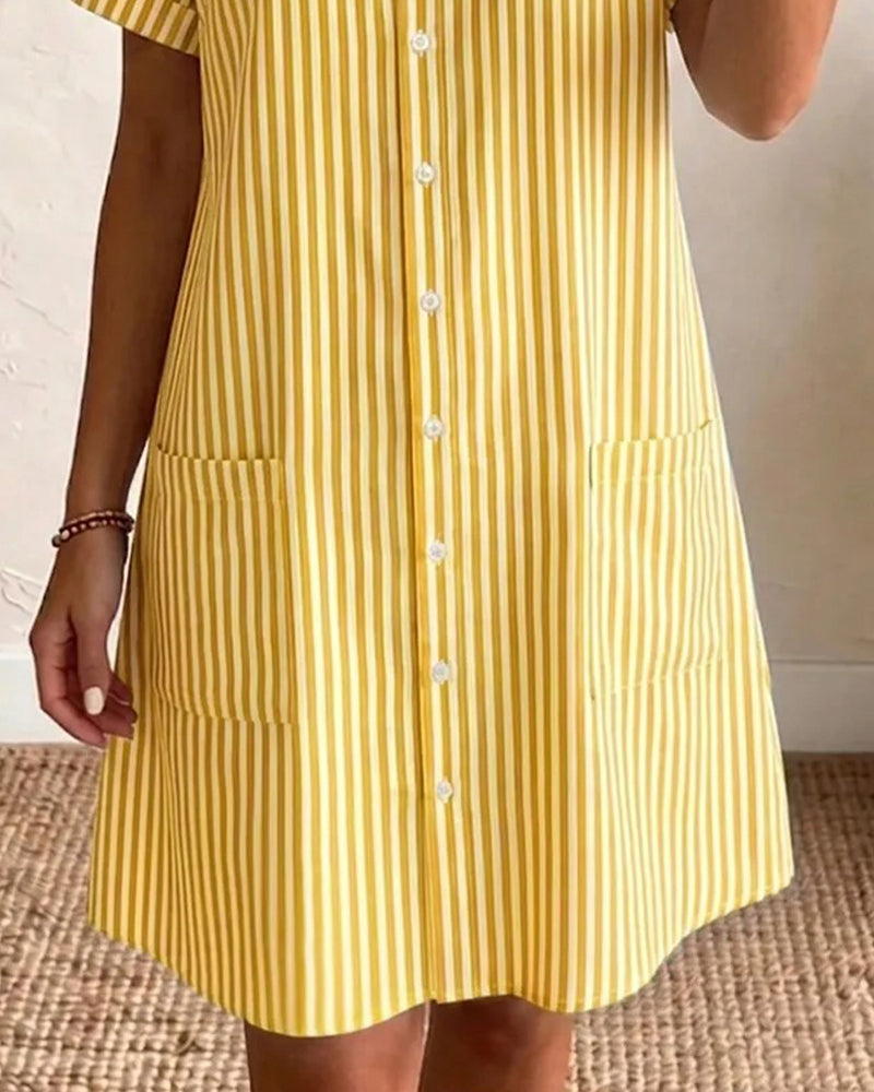 Striped Pocket Shirt Dress