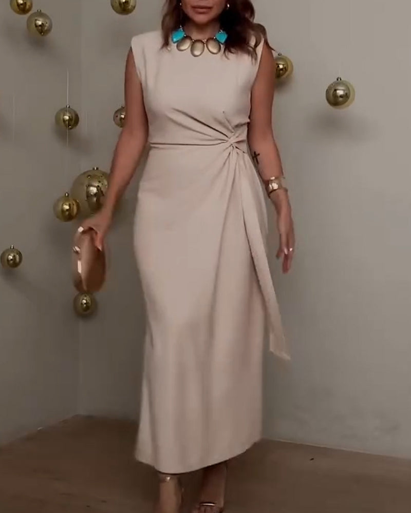 Round Neck Sleeveless Elegant Dress