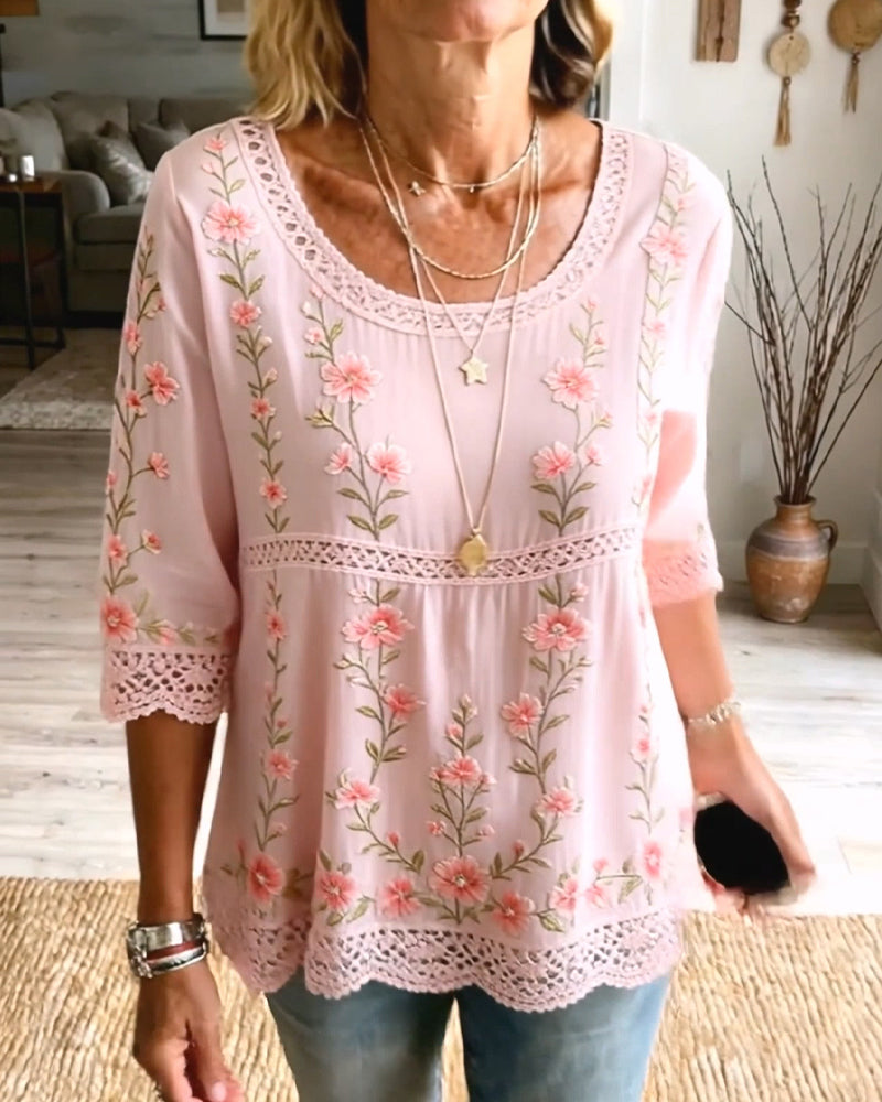 Floral Lace Babydoll Blouse