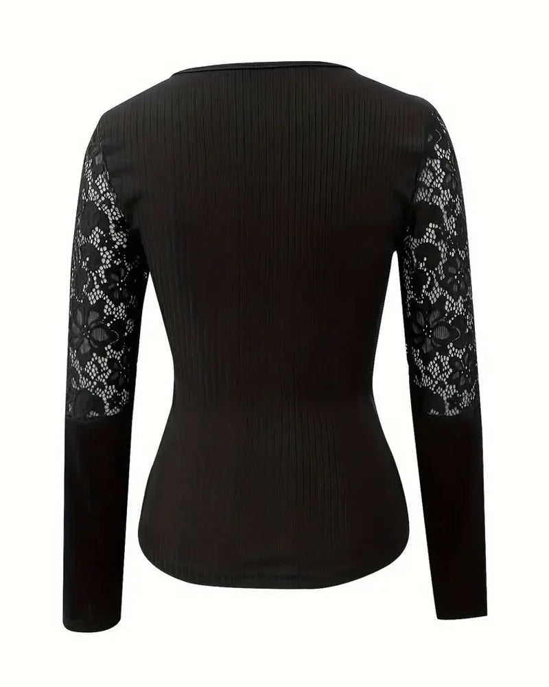 Tie-Neck Knit Blouse