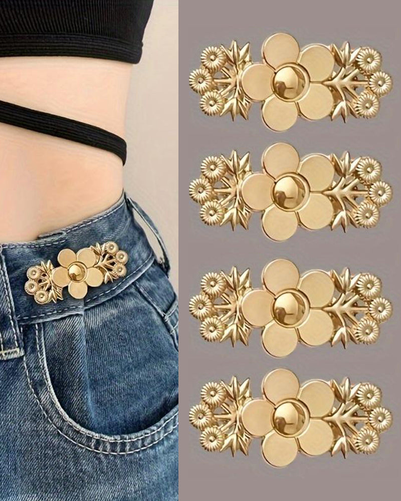 4-Piece Floral Patterned Denim Belt Tightener