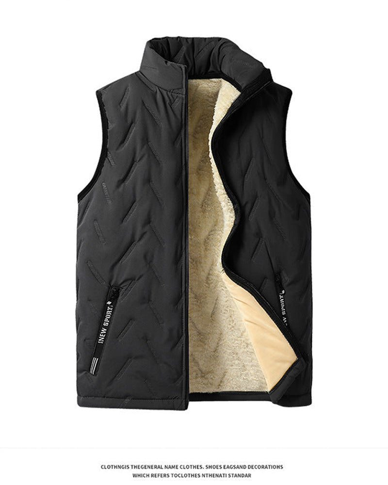 Unisex Winter Warm Casual Sleeveless Quilted Vest With Fleece Lining