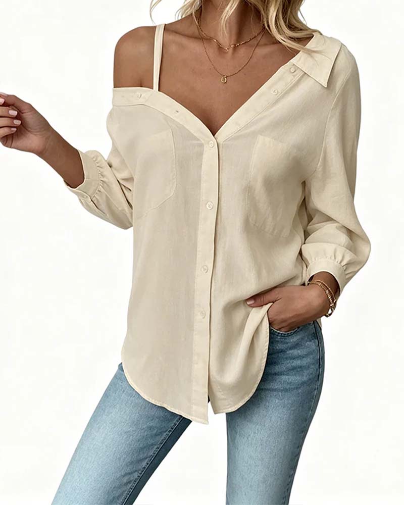 One-Shoulder Textured Cami Shirt