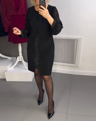 Round Neck Diamond Panel Dress